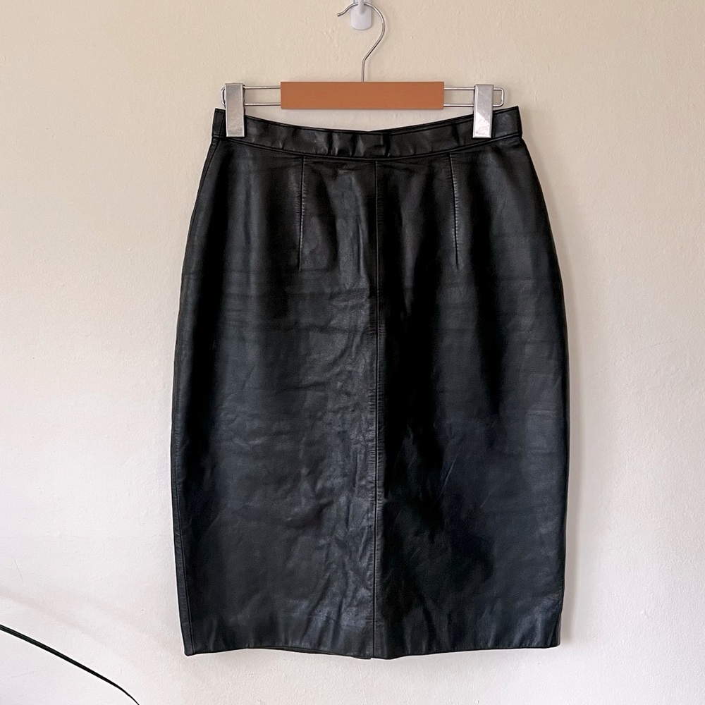 vintage high waisted pencil skirt, genuine Korean leather
